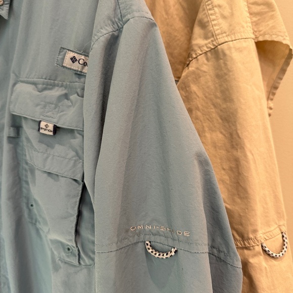 Columbia Men's Lightweight Tan and Blue fishing shirts - Picture 3 of 11